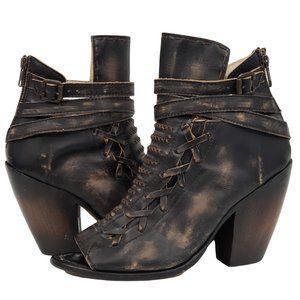 FREEBIRD BY STEVEN ORIGINAL EAGLE BLACK DISTRESSED ANKLE BOOTIES